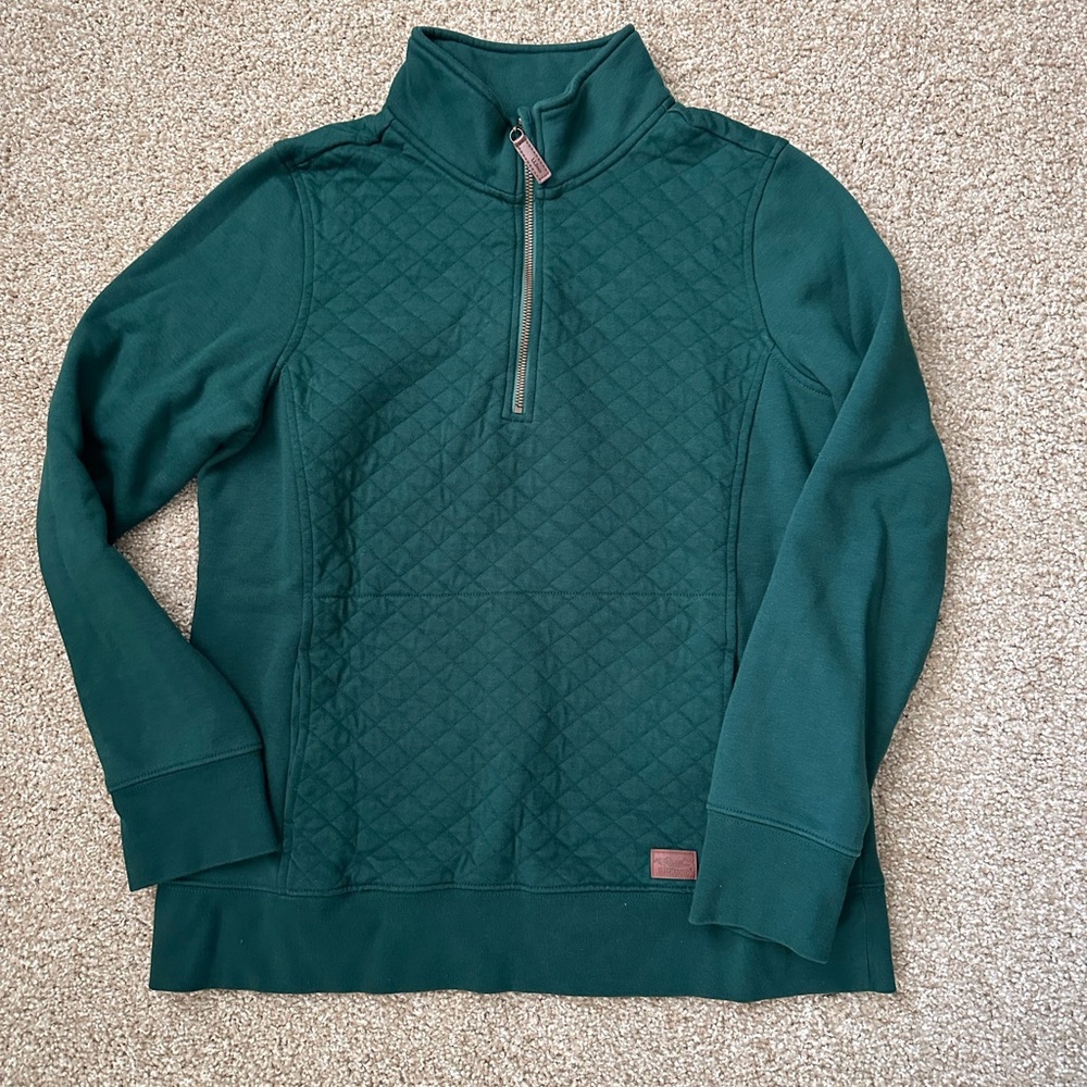 L.L. Bean Women’s Forest Green Quilted Quarter Zip Pullover
